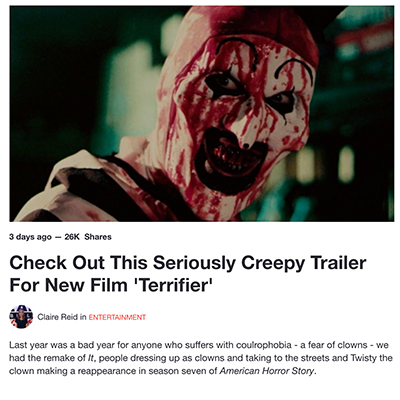 Check Out This Seriously Creepy Trailer For New Film 'Terrifier'